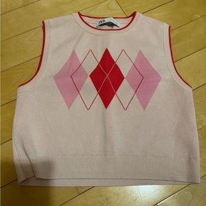 Pink Argyle Zara Crop Top